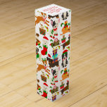 Cute Puppy Dog Christmas Wine Box<br><div class="desc">A great way to give a bottle of wine to a dog lover.  This cute puppy dog cartoon design pattern makes a fun and colourful gift box. Several dog types including pugs and dachshunds. With Christmas holly and presents.</div>