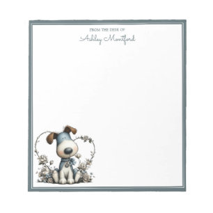 Cute Puppy Dog Custom Name Notepad