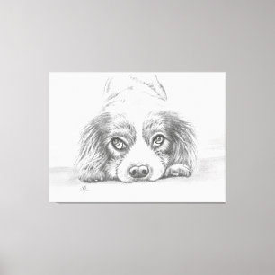Cute Puppy Dog Drawing Sketch Canvas Print