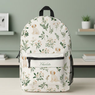 Cute Puppy Dog Floral Printed Backpack