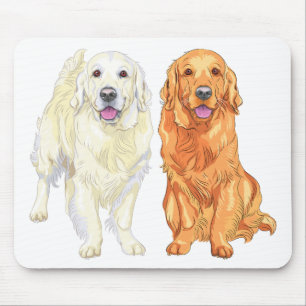 Cute Puppy Dog Gift White Yellow Golden Retriever Mouse Mat