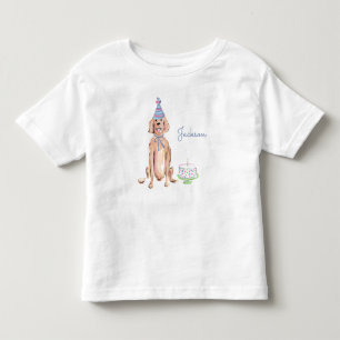 Cute Puppy Dog Golden Retriever 1st Birthday Cake Toddler T-Shirt