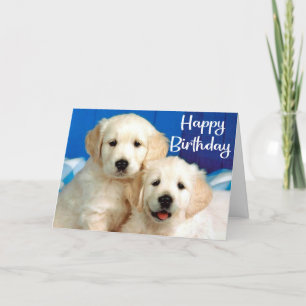 Cute Puppy Dog Golden Retriever Happy Birthday Card