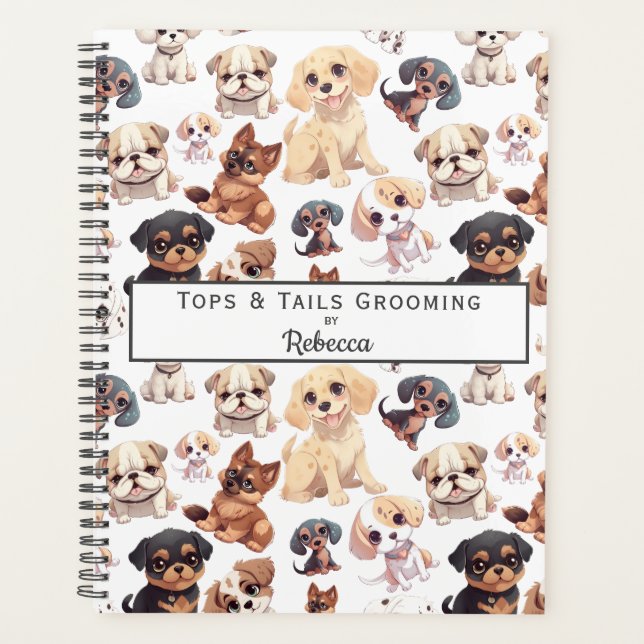 Cute Puppy Dog Grooming Business Planner (Front)