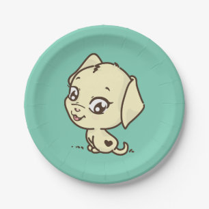 Cute Puppy Dog Illustration Paper Plate