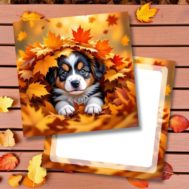 Cute Puppy Dog in Fall Leaves Card (Creator Uploaded)
