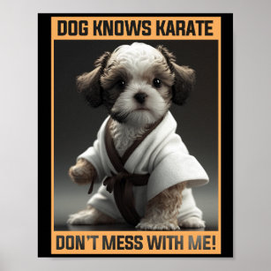 Cute Puppy Dog Knows Karate Don't Mess With Me Poster