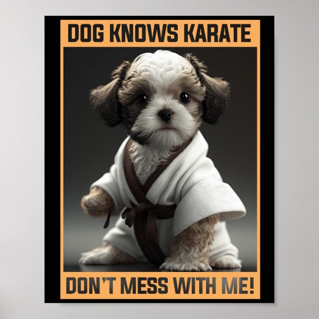 Cute Puppy Dog Knows Karate Don't Mess With Me Poster (Front)