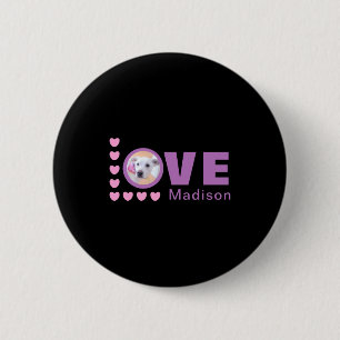 Cute Puppy Dog Love Hearts Valentines Day Lavender 6 Cm Round Badge