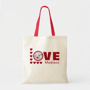 Cute Puppy Dog Love Hearts Valentines Day Red Tote Bag