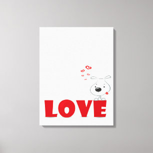 Cute Puppy Dog Love   Valentines Day Canvas Print