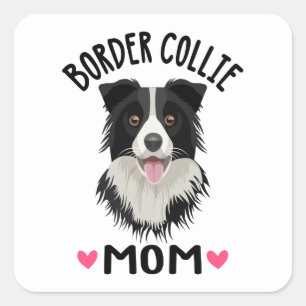 Cute Puppy Dog Lover Black White Border Collie C Square Sticker