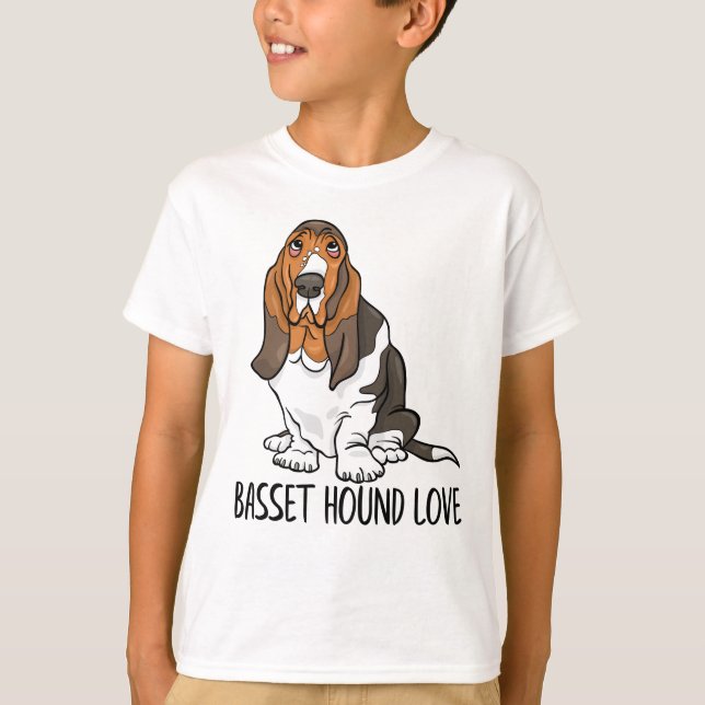 Cute Puppy Dog Lover Cartoon Basset Hound T-Shirt (Front)