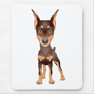 Cute Puppy Dog Lover Cartoon Doberman Pincher Mouse Mat