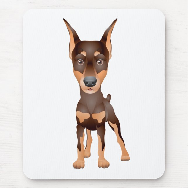 Cute Puppy Dog Lover Cartoon Doberman Pincher  Mouse Mat (Front)