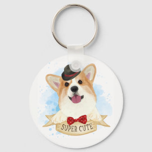 Cute Puppy Dog Lover Cartoon Pembroke Welsh Corgi Key Ring