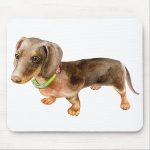 Cute Puppy Dog Lover Gift Watercolor Dachshund Mouse Mat
