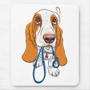 Cute Puppy Dog Lovers Gift Cartoon Basset Hound Mouse Mat