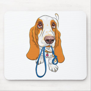 Cute Puppy Dog Lovers Gift Cartoon Basset Hound Mouse Mat