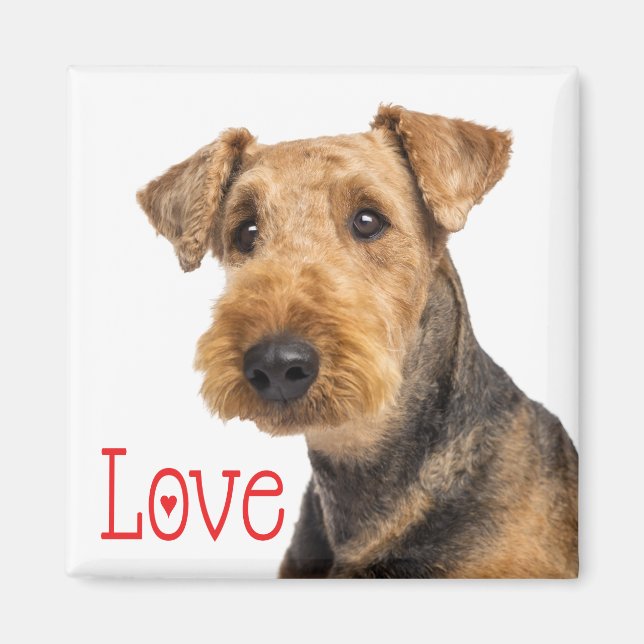 Cute Puppy Dog Mum Dog Lover Airedale Terrier Magnet (Front)