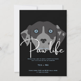 Cute puppy dog paw life party  invitation