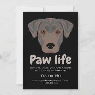 Cute puppy dog paw life party invitation