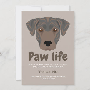 Cute puppy dog paw life party invitation