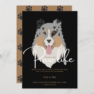 Cute puppy dog paw life party invitation