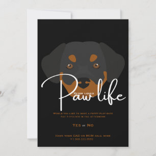 Cute puppy dog paw life party  invitation