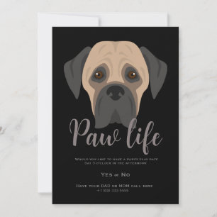 Cute puppy dog paw life party invitation