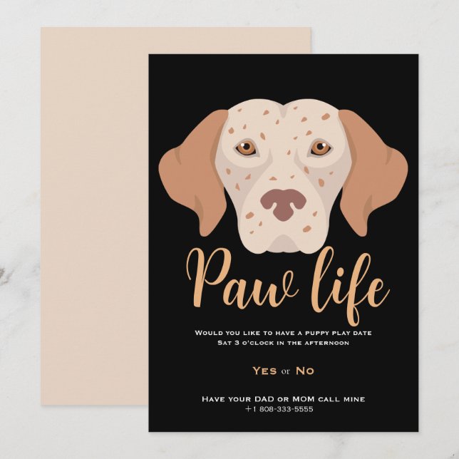 Cute puppy dog paw life party  invitation (Front/Back)