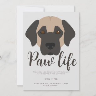 Cute puppy dog paw life party invitation
