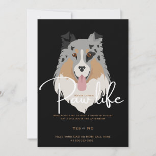 Cute puppy dog paw life party  invitation