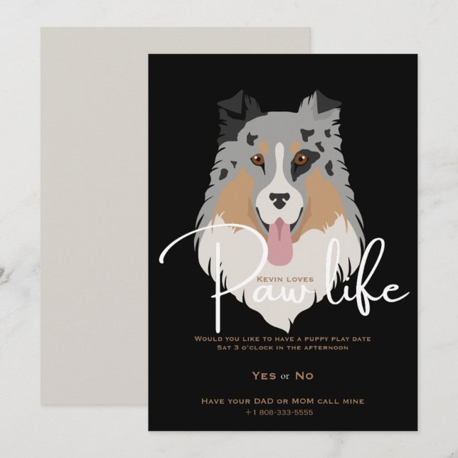 Cute puppy dog paw life party  invitation (Front/Back)