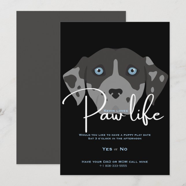 Cute puppy dog paw life party  invitation (Front/Back)