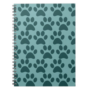 Cute Puppy Dog Paw Prints Blue Grey Dog Lovers Notebook