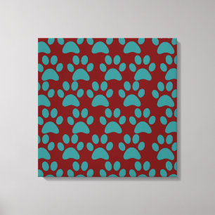 Cute Puppy Dog Paw Prints Red Blue