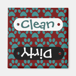 Cute Puppy Dog Paw Prints Red Blue Magnet