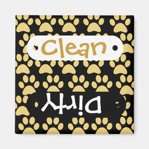 Cute Puppy Dog Paw Prints Tan Black Magnet