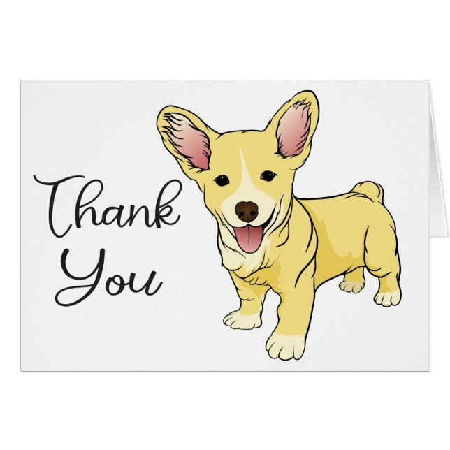 Cute Puppy Dog Pembroke Welsh Corgi Thank You (Front Horizontal)