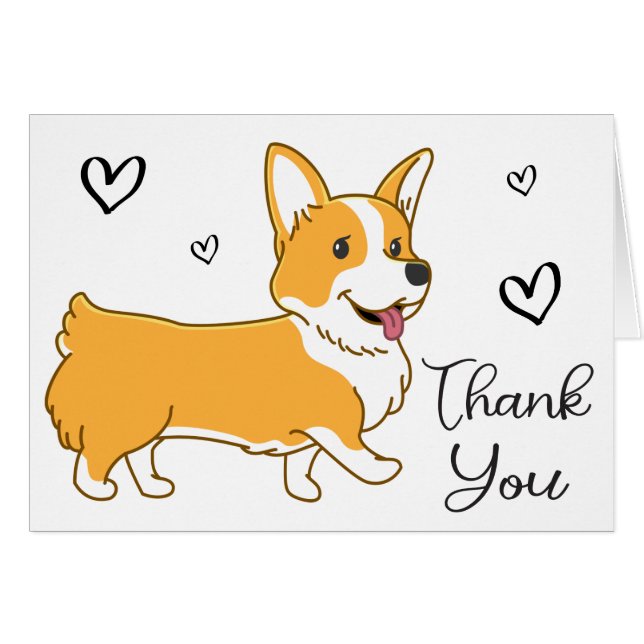 Cute Puppy Dog Pembroke Welsh Corgi Thank You (Front Horizontal)