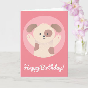 Cute Puppy Dog - Personalised Kids Birthday Card