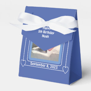 Cute Puppy Dog Photo Birthday Number 5 Blue Favour Box