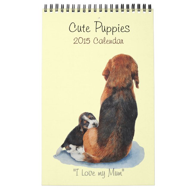 cute puppy dog portrait paintings realist art calendar (Cover)
