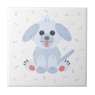 Cute Puppy Dog Simple Pink Pastel Cartoon Tile