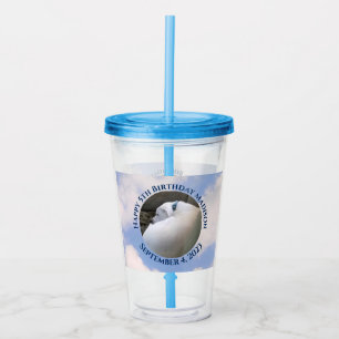 Cute Puppy Dog Sleeping Blue Sky 5th Birthday Acrylic Tumbler