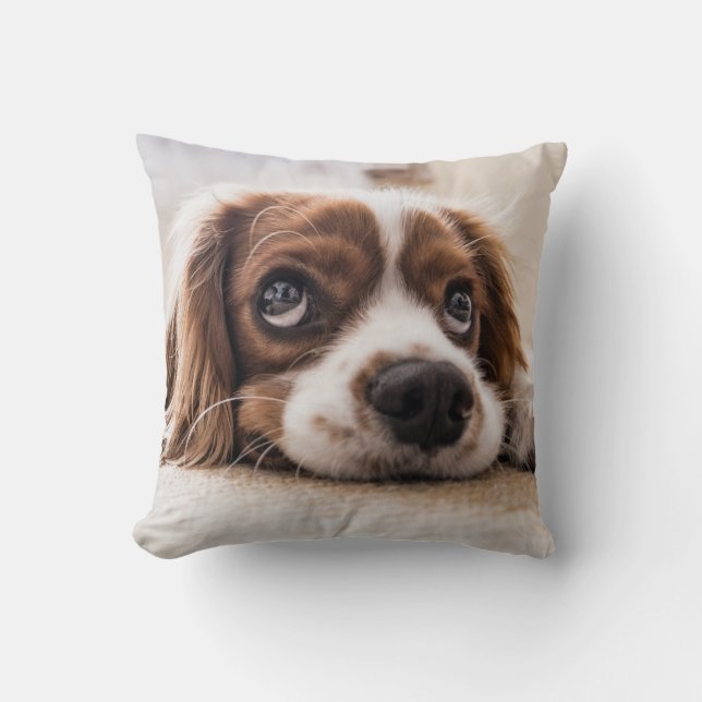 Cute Puppy Dog Throw Pillow (Front)
