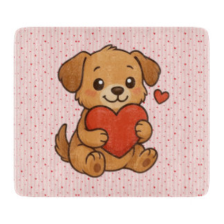 Cute puppy/dog Valentine's day Cutting Board