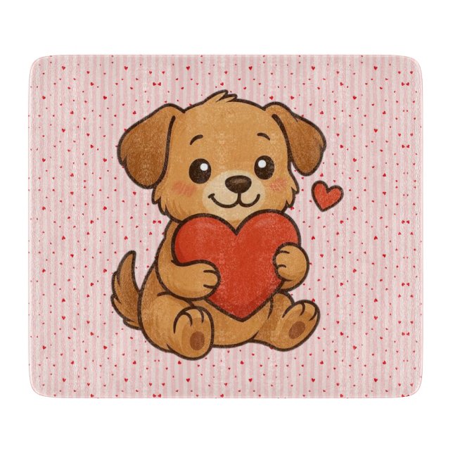 Cute puppy/dog Valentine's day Cutting Board (Front)