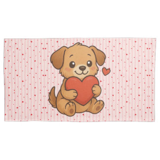 Cute puppy/dog Valentine's day Pillowcase